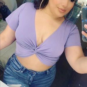 Violet twist front crop top